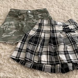 Camo and black plaid skirts